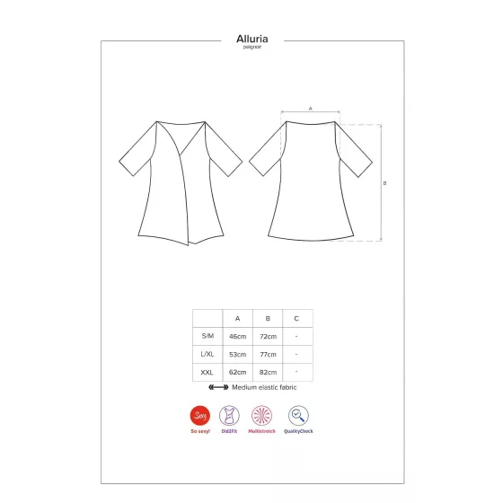 Obsessive - dámsky čipkovaný župan a tanga - čierna - L/XL