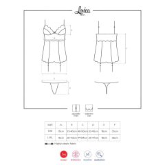   Obsessive Lovica - čipkovaný top s podväzkami a tangami (červená)