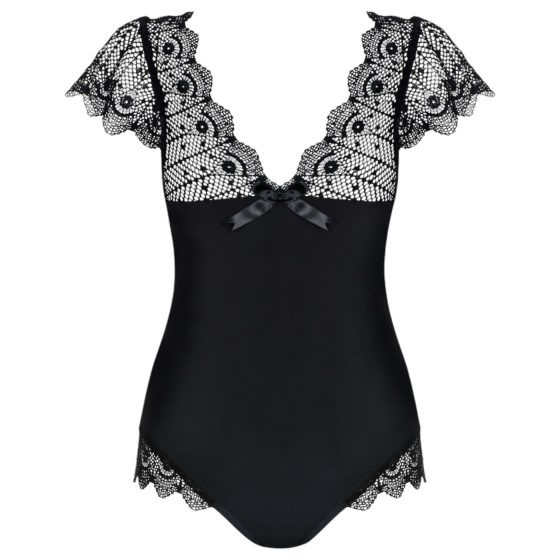 Obsessive Moketta - Čipkované volánikové pruhované body (čierne)