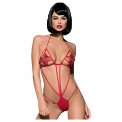   Obsessive Luiza - body s ramienkami, s tulipánmi, červené (S/M)