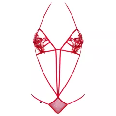   Obsessive Luiza - body s ramienkami, s tulipánmi, červené (S/M)