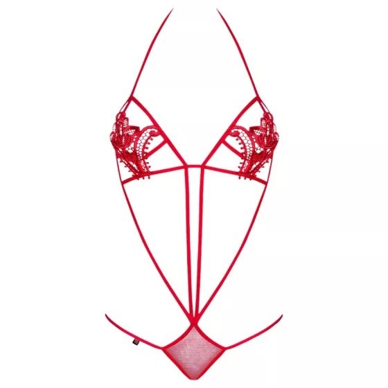 Obsessive Luiza - body s ramienkami, s tulipánmi, červené (S/M)