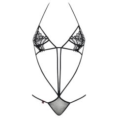   Obsessive - dámske body s ramienkami a čipkou - čierne S/M