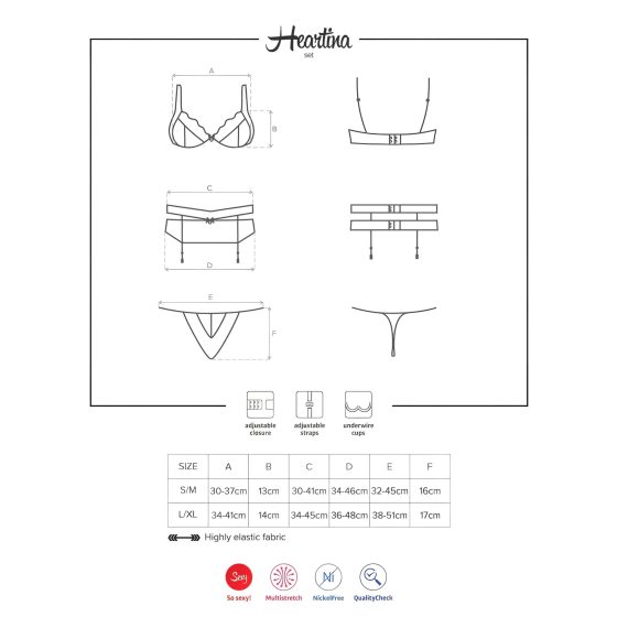 Obsessive - erotická súprava spodnej bielizne - červená