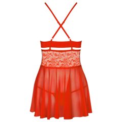 Obsessive - babydoll a tangá - čipkované - červené