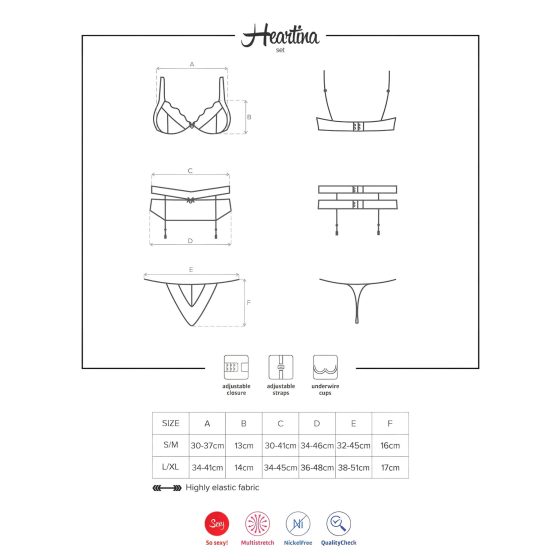 Obsessive Heartina - erotická bielizeň (čierna) - L/XL