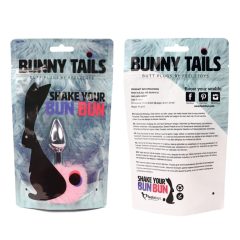   FeelzToys Bunny Tails Butt Plug - kovový análny kolík so zajačím chvostíkom (strieborno-ružový)