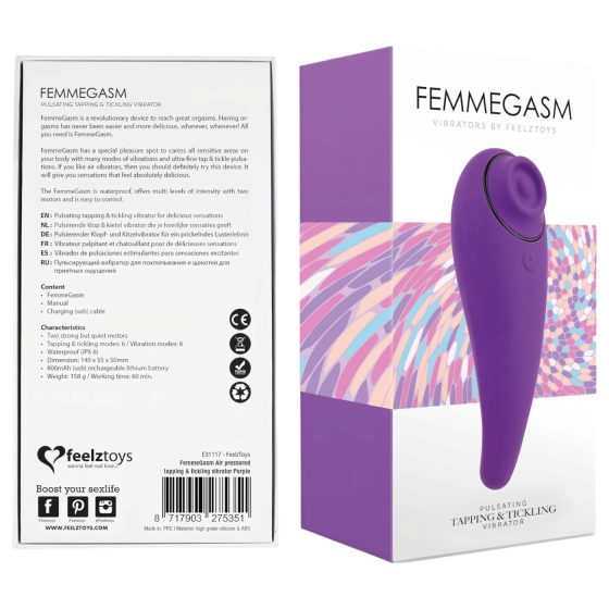 FEELZTOYS Femmegasm - nabíjateľný 2v1 vibrátor na klitoris (fialová)