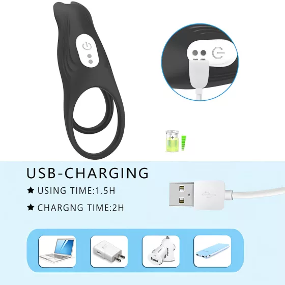 Aixiasia Hoody B - vibračný akumulátorový erekčný krúžok - čierny