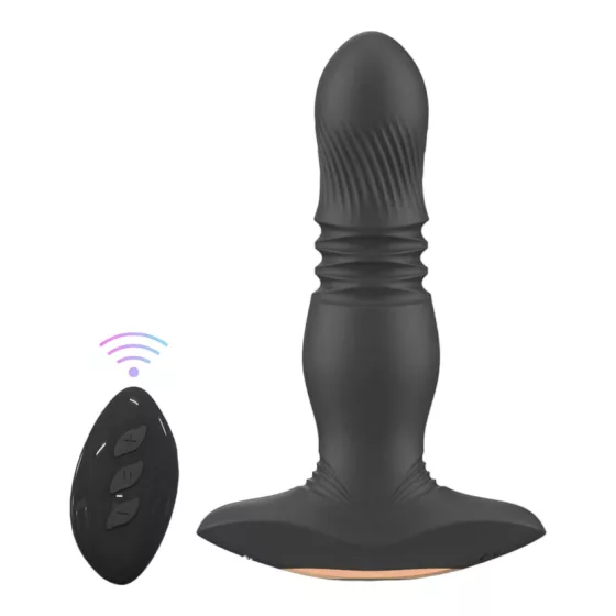 Aixiasia Roy - vibračný anál plug s pohonom - bezdrôtový, čierny
