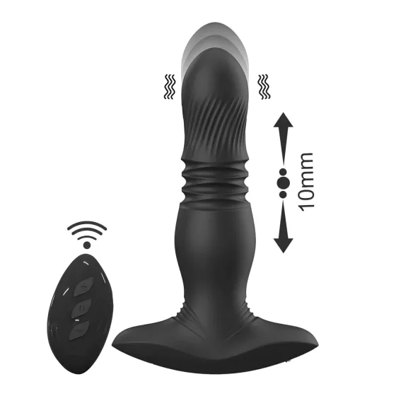 Aixiasia Roy - vibračný anál plug s pohonom - bezdrôtový, čierny