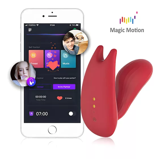 Magic Motion Umi - nasadzovací vibrátor s vibráciou - dobíjací - červený
