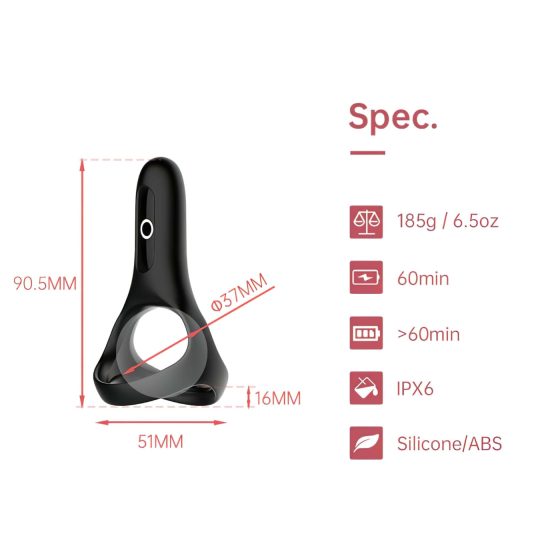 Magic Motion Rise - inteligentný vibračný krúžok na penis, nabíjateľný (čierny)
