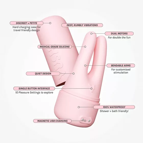 Vush Pop Swish - nabíjateľný vodotesný stimulátor klitorisu - ružový