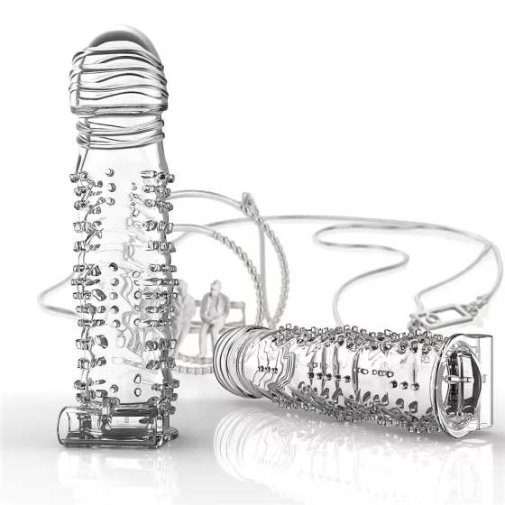 Lonely - vibračný návlek na penis s hrotmi - priehľadný