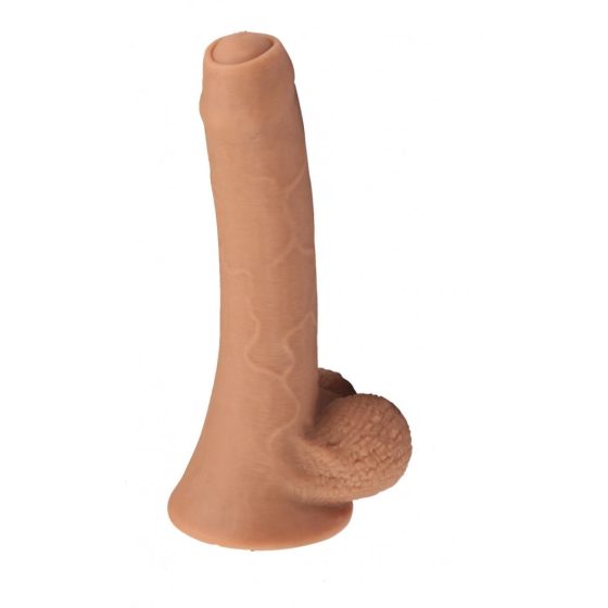 Tracys Dog - predkožkátor dildo so semenníkmi (21 cm) - telová farba